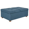 Yves Large Prussian Blue Fabric Tufted Contemporary Double Storage Ottoman