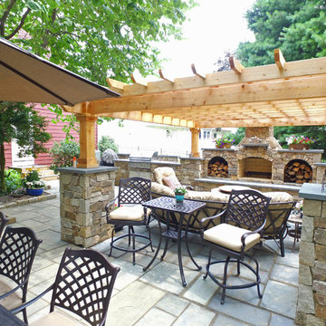 Flagstone Patio with Fireplace