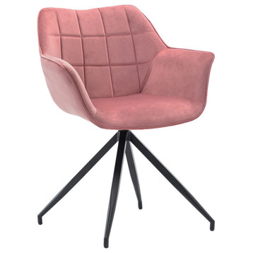 Square Tufted Spider Legs Velvet Accent Chair, Pink