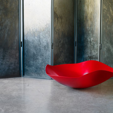 Giant resin flower bowl in red