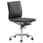 Zuo Modern - Lider Plus Armless Office Chair, Black - With its ergonomic shape, padded back and seat cushions, the Lider Plus armless chair works in comfort. It has a chromed steel frame with soft neoprene pads.