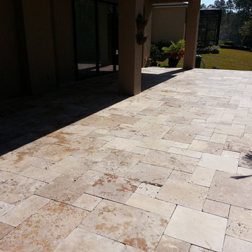 Noce Travertine French Pattern patio remodels