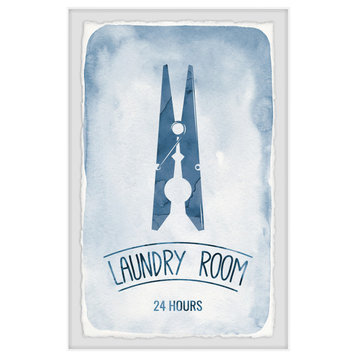 "Laundry Room 24 Hours" Framed Painting Print, 12x18