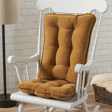 Contemporary Living Room With Khaki Rocking Chair Seat Cushions