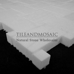 Bianco Dolomiti Basketweave Mosaic Tile with Bianco Dolomite Dots Polished - Products