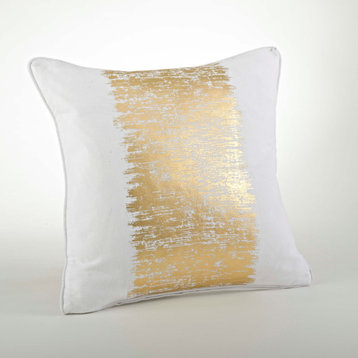 Down Filled Metallic Banded Design Pillow, 20"x20", Gold
