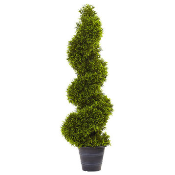 3' Grass Spiral Topiary With Deco Planter