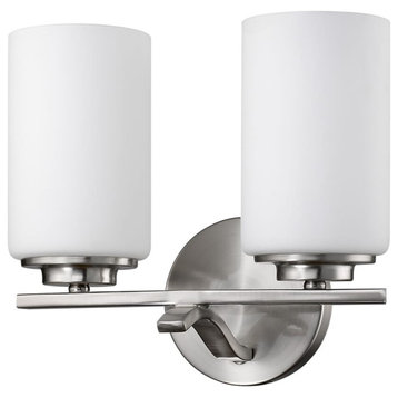 Poydras 2-Light Satin Nickel Vanity Light With Etched Glass Shades