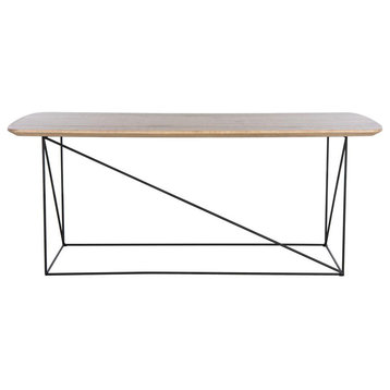 Rylee Rectangle Coffee Table, Taupe Brown Pine/Black
