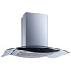 Winflo Convertible Island Range Hood, Stainless Steel and Glass, 475 CFM 36"