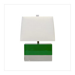 Worlds Away Foley Green Lacquer With Nickel Base Table Lamp - Table Lamps