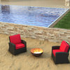 Barbados 2 Piece Modern Outdoor Chat Set, Flagship Ruby Cushions