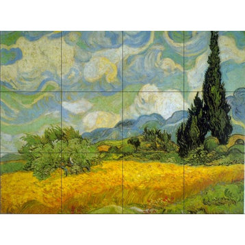 Tile Mural, Cypresses by Vincent Van Gogh