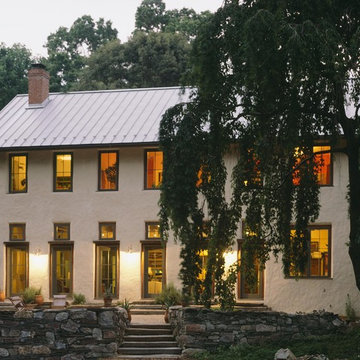 Straw Bale House at dusk