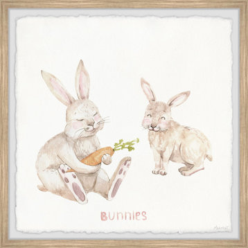 "Rabbit Eating Carrots" Framed Painting Print, 12x12