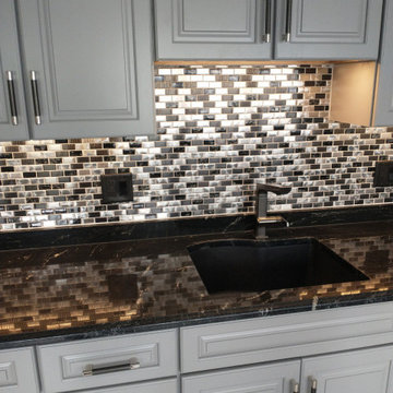 Eden Mosaic Tile Installations: STAINLESS STEEL AND CRACKLED GLASS MOSAIC TILE