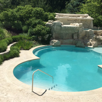 Cedar Rapids, Iowa - Custom Concrete Swimming Pool with Rock Waterfall Feature