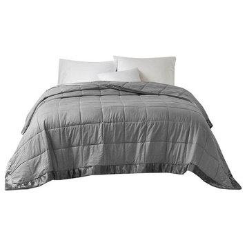 100% Polyester Premium Oversized Down Alternative Blanket In Charcoal