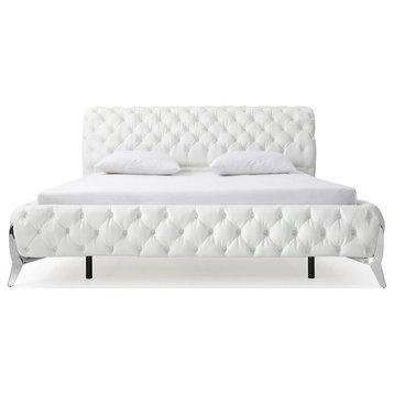 Mariah White Bonded Leather Bed, King
