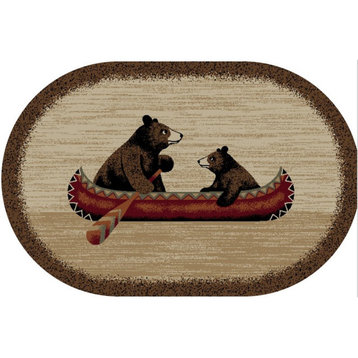 Cozy Cabin Bear Canoe Lodge Accent Rug, 30"x46"