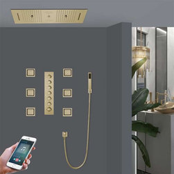 Led Musical Shower System With Hand Shower, Style 6 - Phone Control - Showerheads And Body Sprays