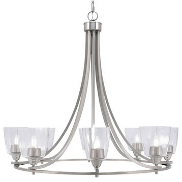 Paramount 8-Light Chandelier, Brushed Nickel, 4.5" Clear Bubble Glass
