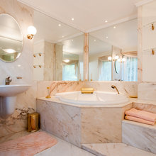 Bathroom with gold accents