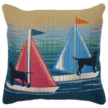 Marina See Spot Sail Indoor/Outdoor Pillow Blue 18"x18"