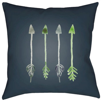 Arrows by Surya Poly Fill Pillow, Green/Gray, 20' x 20'