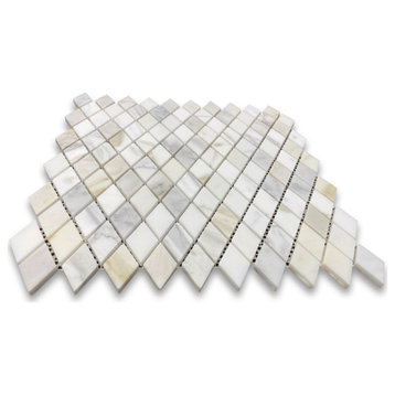 Calacatta Gold Calcutta Marble Rhomboid Diamond Mosaic Tile Honed, 1 sheet