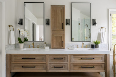 Example of a transitional bathroom design in Orange County