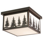 Vaxcel - Yosemite 11.5" Tree Outdoor Ceiling Light Burnished Bronze - Evoking the spirit of the wilderness, this rustic themed light is clad in a burnished bronze finish and features silhouetted tree imagery atop glowing white tiffany style glass. It is a great choice for a vacation lodge, cabin or suburban home and will complement a variety of home styles: anywhere you want to bring an element of nature. This outdoor ceiling light is ideal for your porch, entryway, or any other area of your home.