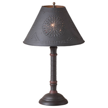 Gatlin Lamp in Hartford Black with Red with Shade