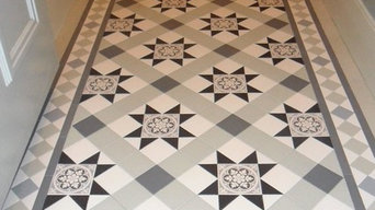 Blenheim Victorian hallway Tile design in Black,white and tones of Grey