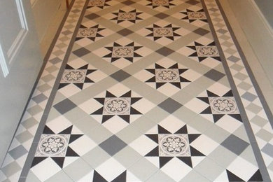 Blenheim Victorian hallway Tile design in Black,white and tones of Grey