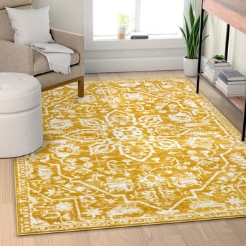Well Woven Dazzle Disa Gold Vintage Medallion Oriental 7'3"x9"3" Area Rug