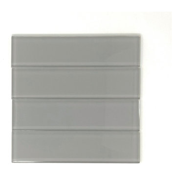 2" x 8" Mist Gray Glass Subway Tile - Rainbow Series