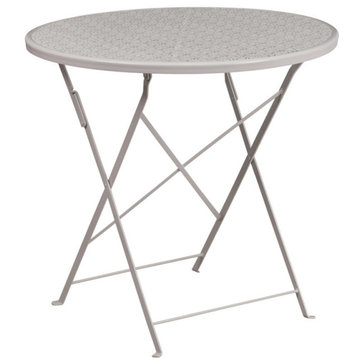 30" Folding Patio Table, Light Gray