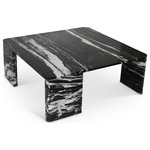 Meridian Furniture - Livorno Marble Coffee Table, Black, Marble - Grab the Scrabble board and some buddies for family game night gathered around this Livorno black and light grey coffee marble table. Handsome from top to bottom, this table is meticulously crafted by hand using premium genuine marble in black shades, giving it a luxe look and refined vibe. Because it's made from marble, this handsome art deco coffee table is unique; no two tables are just alike. Its large top makes it just as functional as it is beautiful.