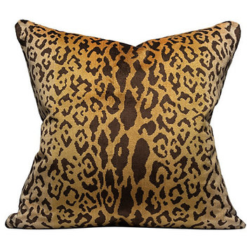 Leopardo Pillow, Ivory, Gold & Black, 22" X 22"