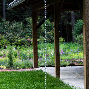 Rain Chain and Galvalume at Red Barn, Red Brick