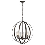 Kichler - Winslow 3-Light Chandelier in Olde Bronze - The modern Winslow 3-light chandelier in an Olde Bronze finish with Clear Seeded glass shade pair beautifully with the linear arms, bringing light and dimension to a space.  This light requires 3 , 75W Watt Bulbs (Not Included) UL Certified.