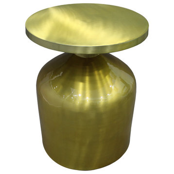 Benzara UPT-247181 24" Metal Frame End Table With Round Top, Gold