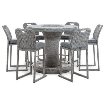 Greemotion Cyprus 7-Piece Stainless Steel Gray Patio Bar Height Dining Set