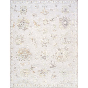 Pasargad Home Oushak 9' x 12' Hand-Knotted Wool Silver Rug