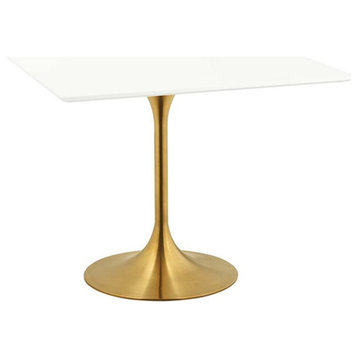 Hawthorne Collections 36"" Square Pedestal Dining Table in Gold and White
