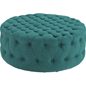 Nevaeh Upholstered Fabric Ottoman - Teal