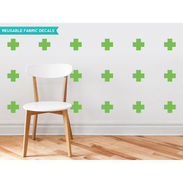 Plus Sign Fabric Wall Decals, Set of 18, Green