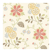 Amelie Red Modern Floral Trail Wallpaper Bolt