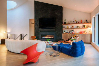 Inspiration for a modern living room remodel in Denver
